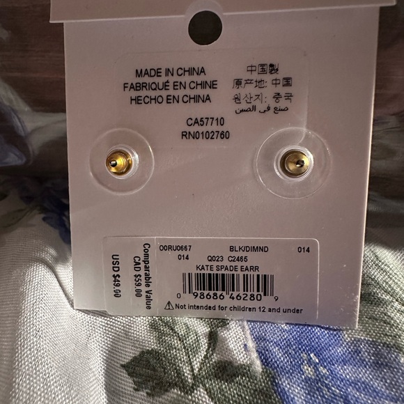 NWT KATE SPADE BLACK DIAMOND STUD EARRINGS - Picture 3 of 6